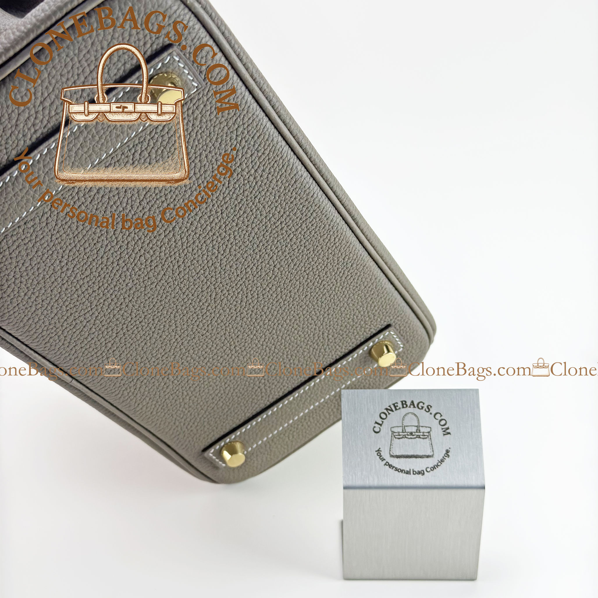Hermès Replica Designer Bags 1:1 Birkin 25 Grey Togo Gold Hardware - Image 5