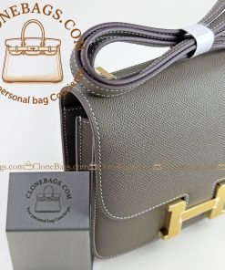Alternative view of Hermès Replica Designer Bags 1:1 Constance 18cm Gray Epsom Gold Hardware