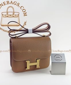 Alternative view of Hermès Replica Designer Bags 1:1 Constance 18cm Brown Epsom Gold Hardware