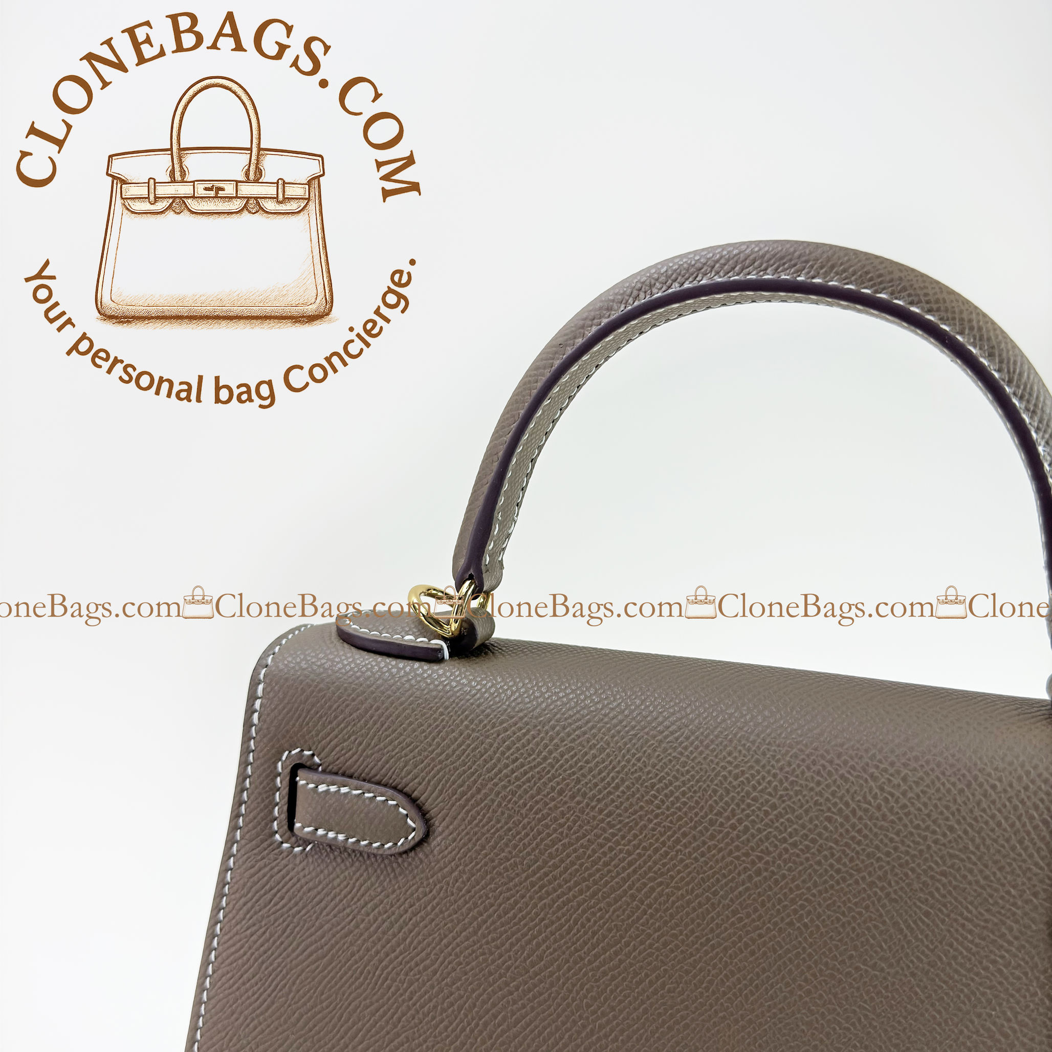 Hermès Replica Designer Bags 1:1 Kelly 25 Gray Epsom Gold Hardware - Image 7