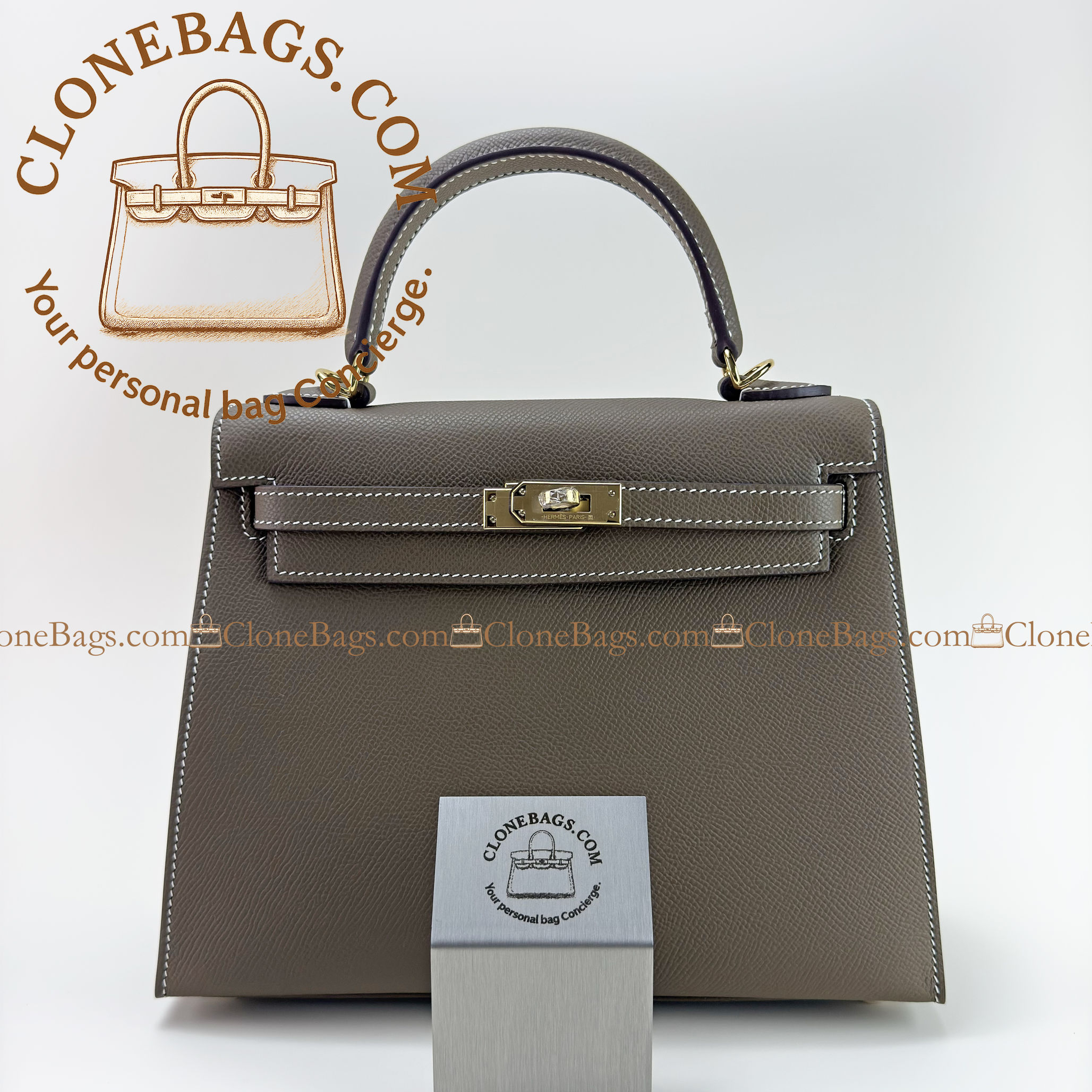 Replica Designer Bags – Hermès Kelly 25 Gray Epsom