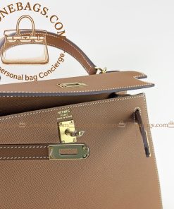 Alternative view of Hermès Replica Designer Bags 1:1 Kelly 25 Brown Epsom Gold Hardware