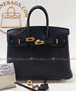 Alternative view of Hermès Replica Designer Bags 1:1 Birkin 25 Black Togo Gold Hardware