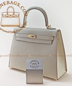 Alternative view of Hermès Replica Designer Bags 1:1 Kelly 25 White Epsom Gold Hardware