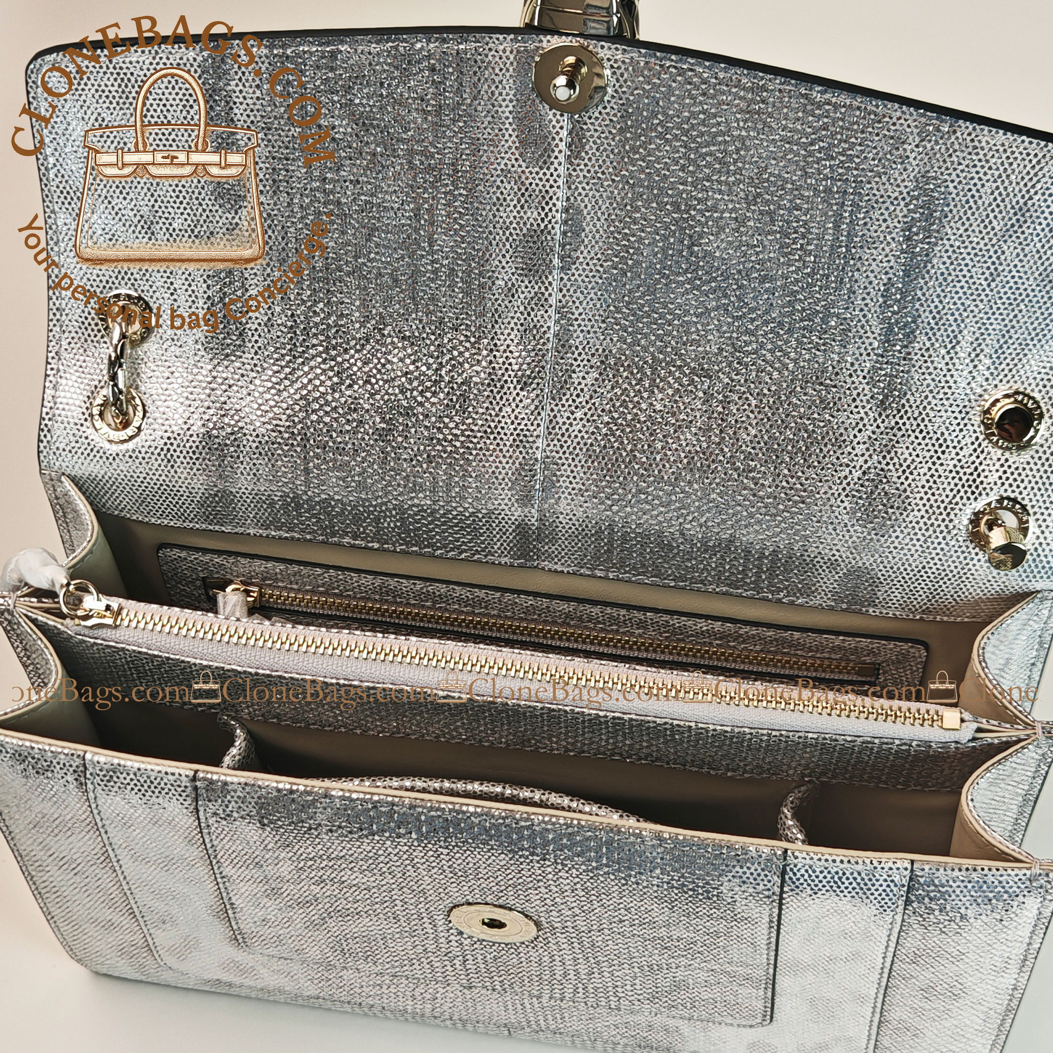 Bvlgari Replica Designer Bags 1:1 2019 Limited Edition Model: 35106 Water snake skin snake head 28*7*18cm - Image 11