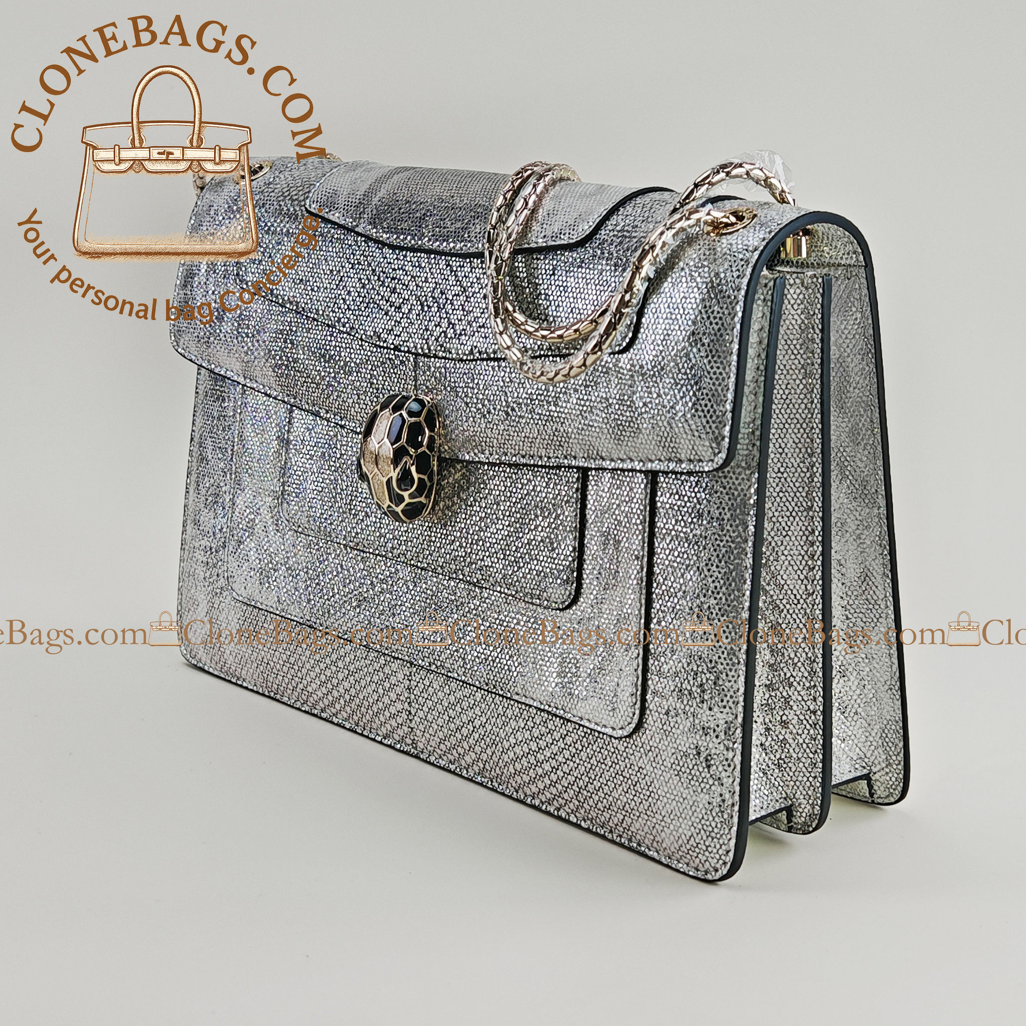 Bvlgari Replica Designer Bags 1:1 2019 Limited Edition Model: 35106 Water snake skin snake head 28*7*18cm - Image 3