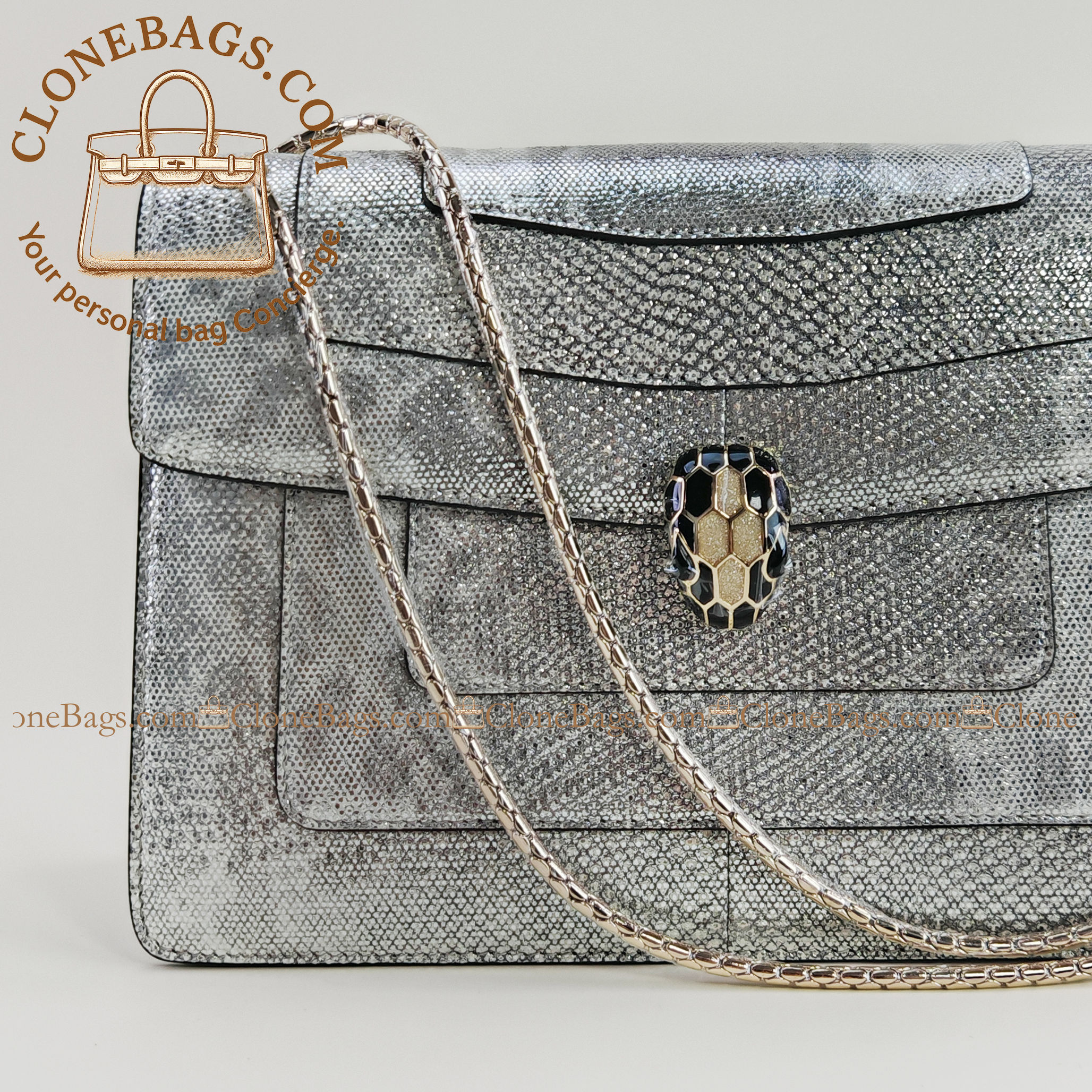 Bvlgari Replica Designer Bags 1:1 2019 Limited Edition Model: 35106 Water snake skin snake head 28*7*18cm - Image 6