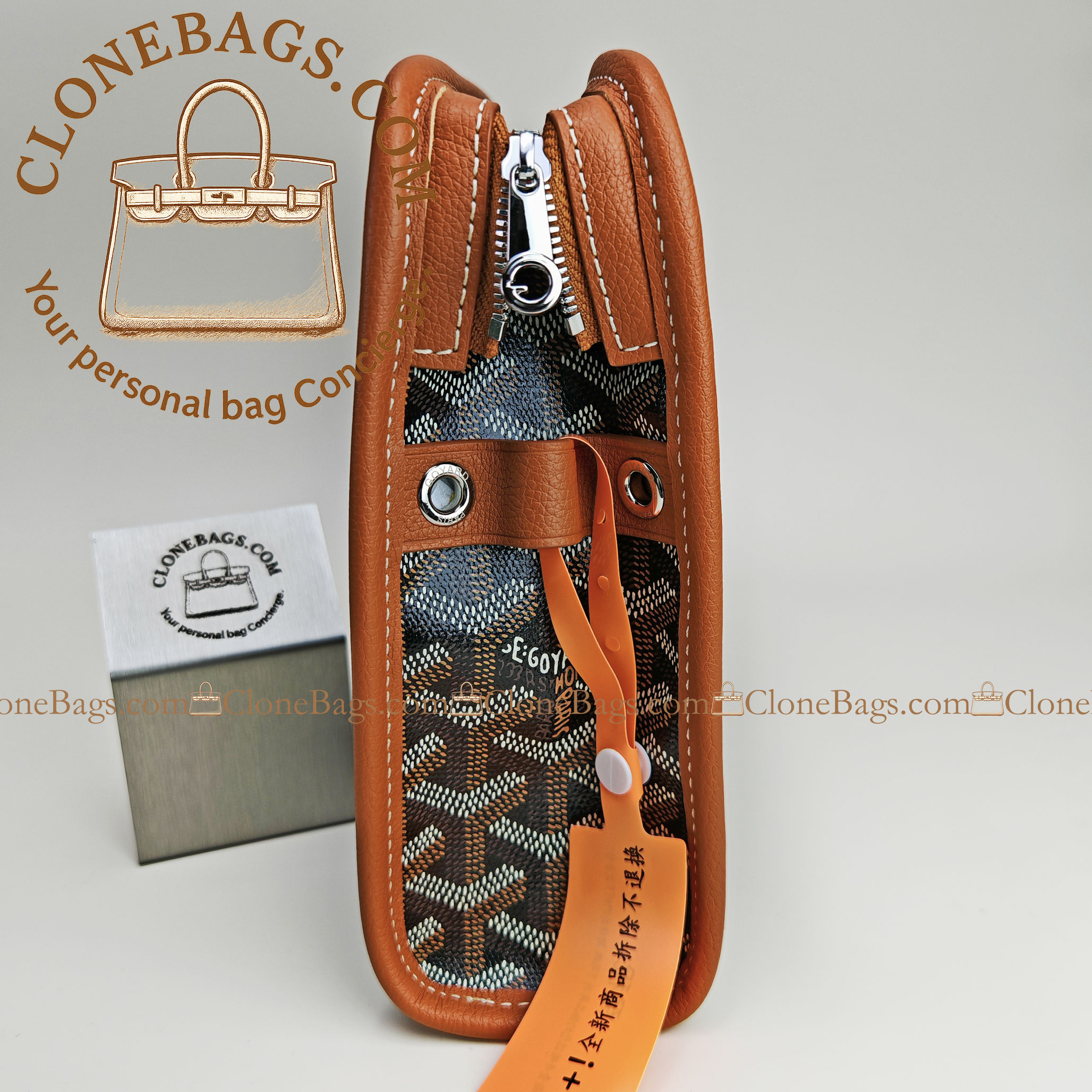 Goyard Replica Designer Bags 1:1 Jouvence MM Toiletry Bag Colour :Black & Tan - Image 7