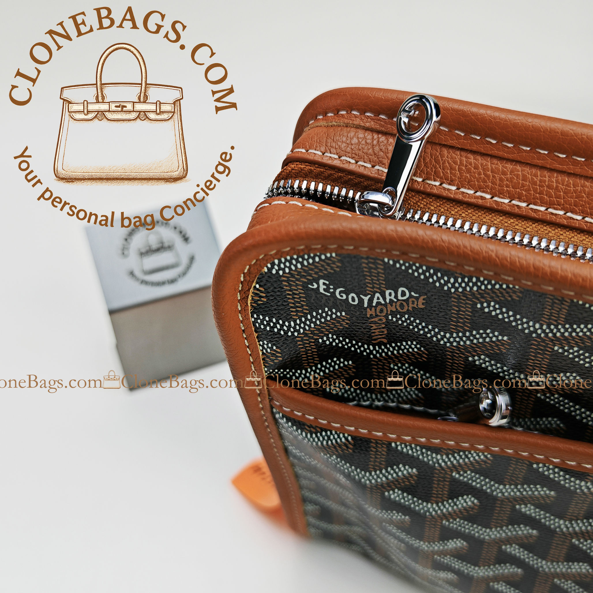 Goyard Replica Designer Bags 1:1 Jouvence MM Toiletry Bag Colour :Black & Tan - Image 4