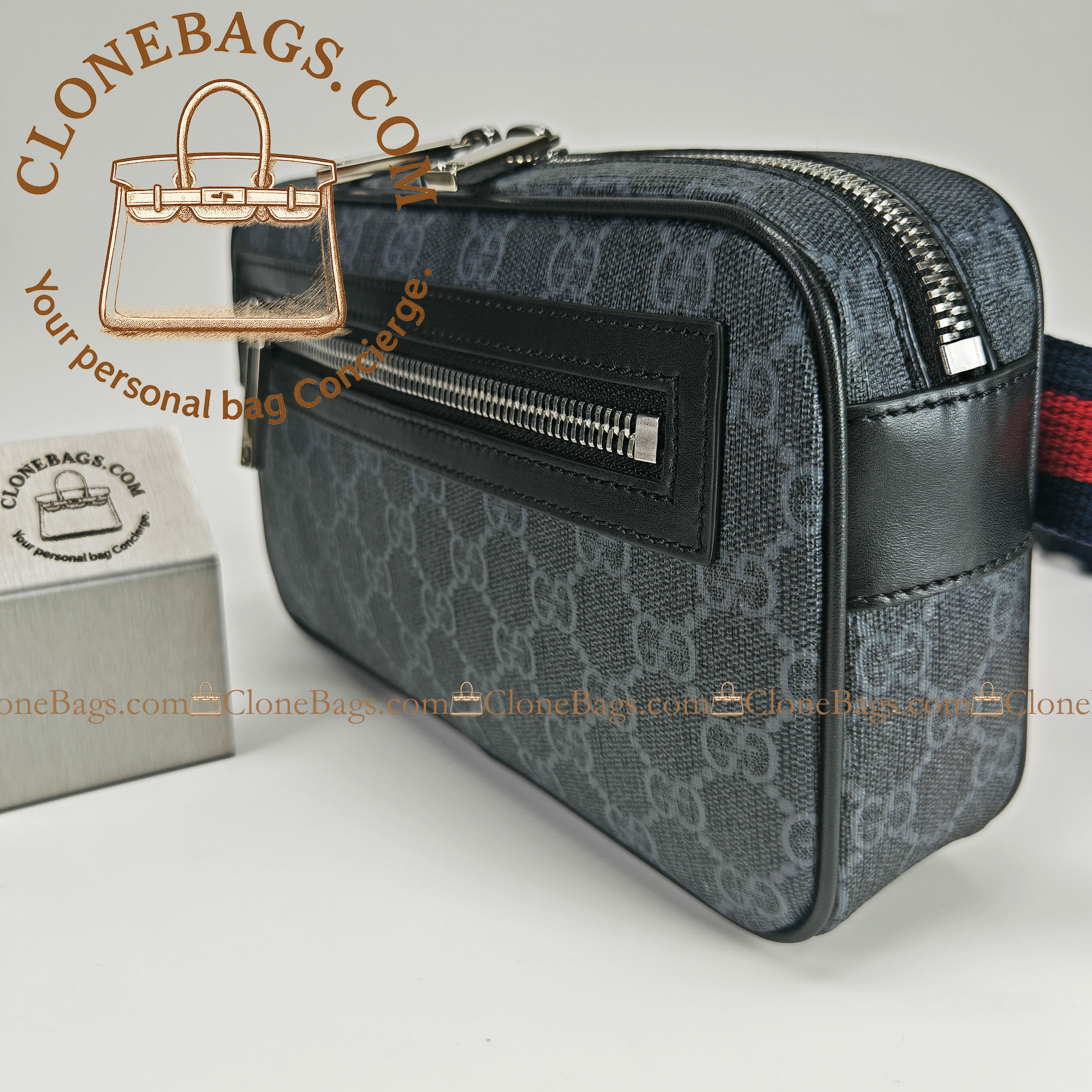 Gucci Replica Designer Bags 1:1 GG Black small belt bag 14*24*5.5 cm Style :792094 - Image 4