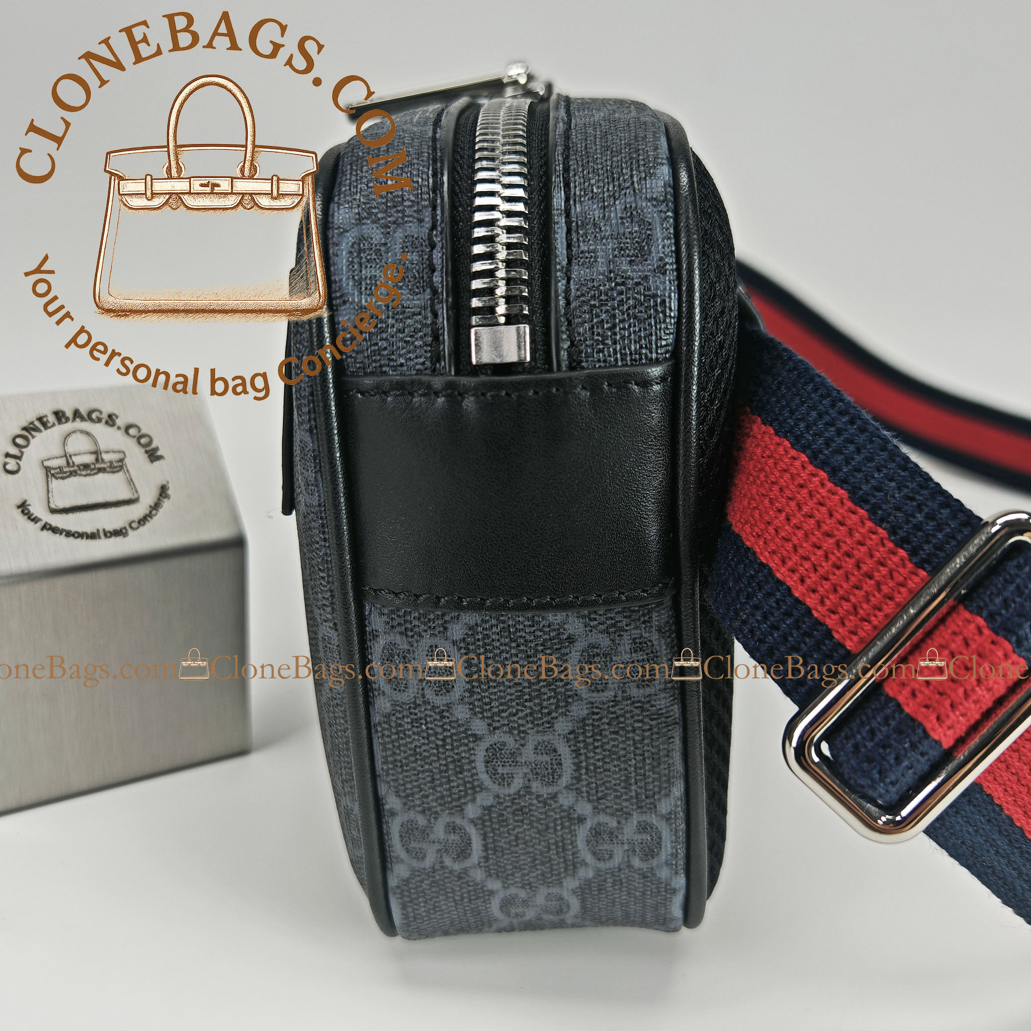 Gucci Replica Designer Bags 1:1 GG Black small belt bag 14*24*5.5 cm Style :792094 - Image 7