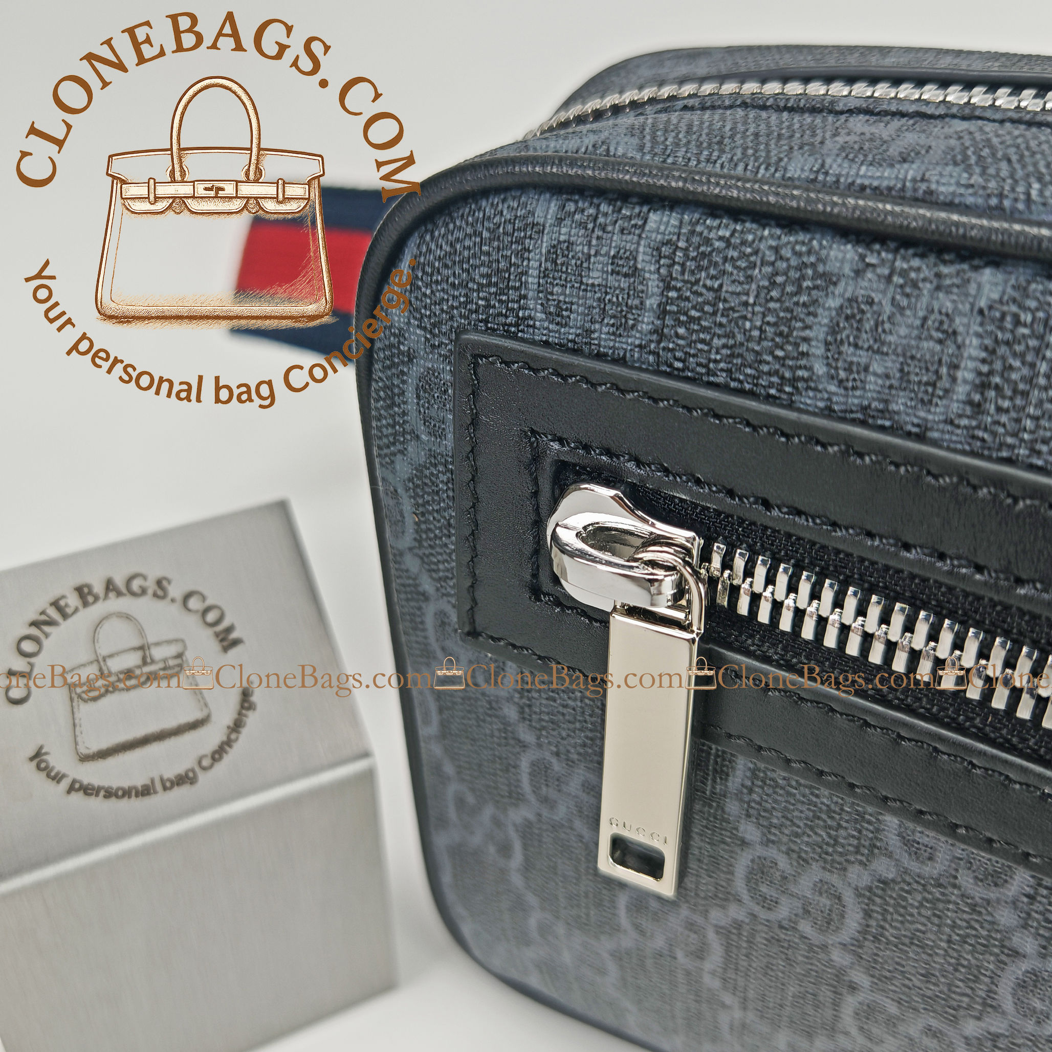 Gucci Replica Designer Bags 1:1 GG Black small belt bag 14*24*5.5 cm Style :792094 - Image 2