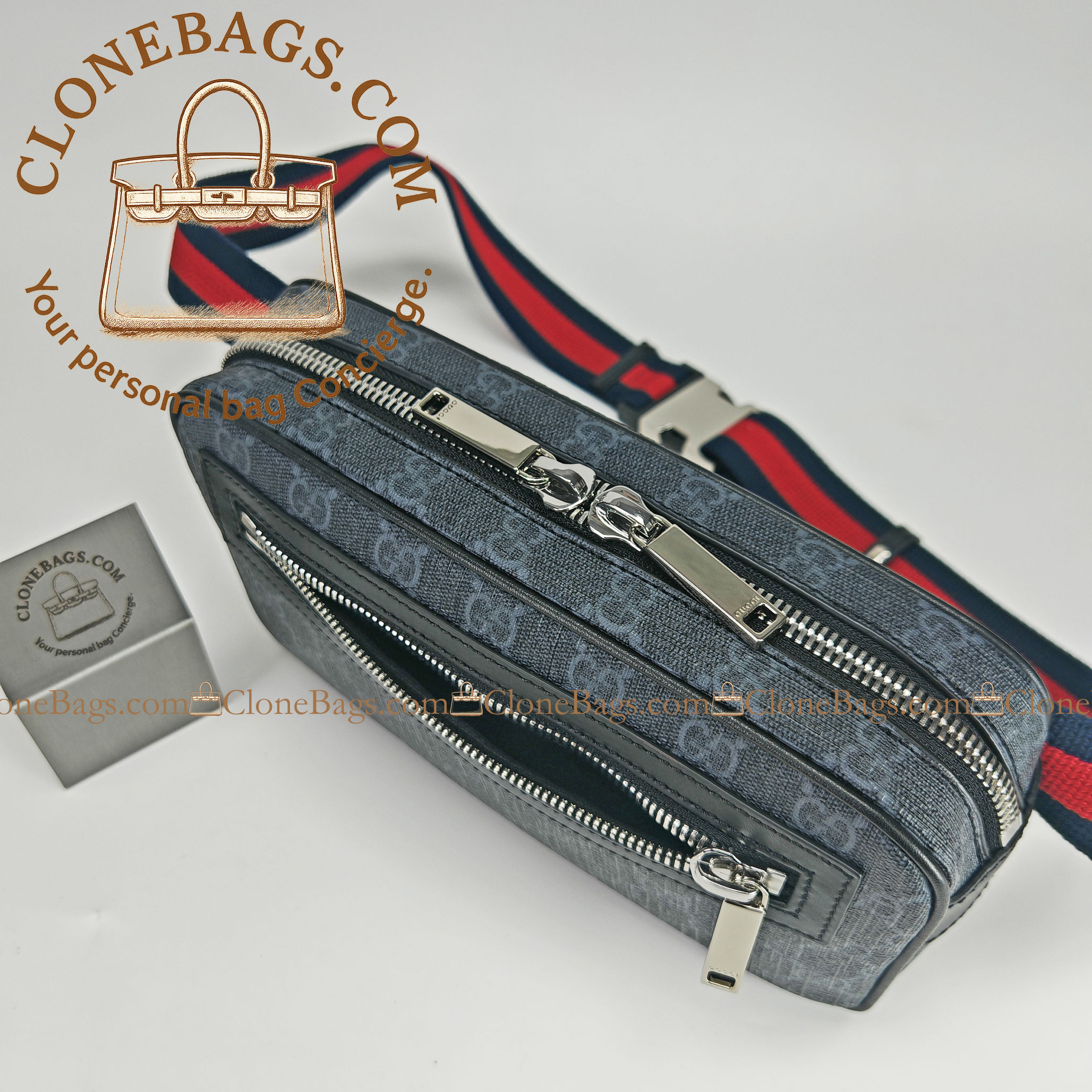 Gucci Replica Designer Bags 1:1 GG Black small belt bag 14*24*5.5 cm Style :792094 - Image 3