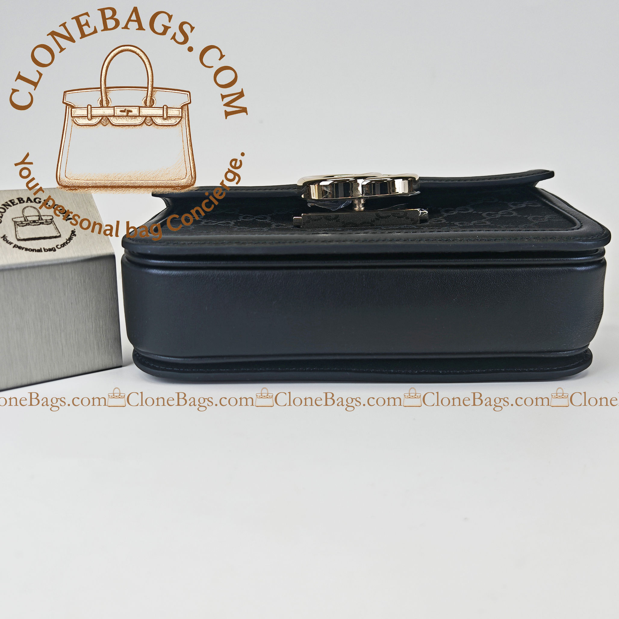Gucci Replica Designer Bags 1:1 Variation Black GG suede 21.5*14*9 cm Style: 826761 - Image 9