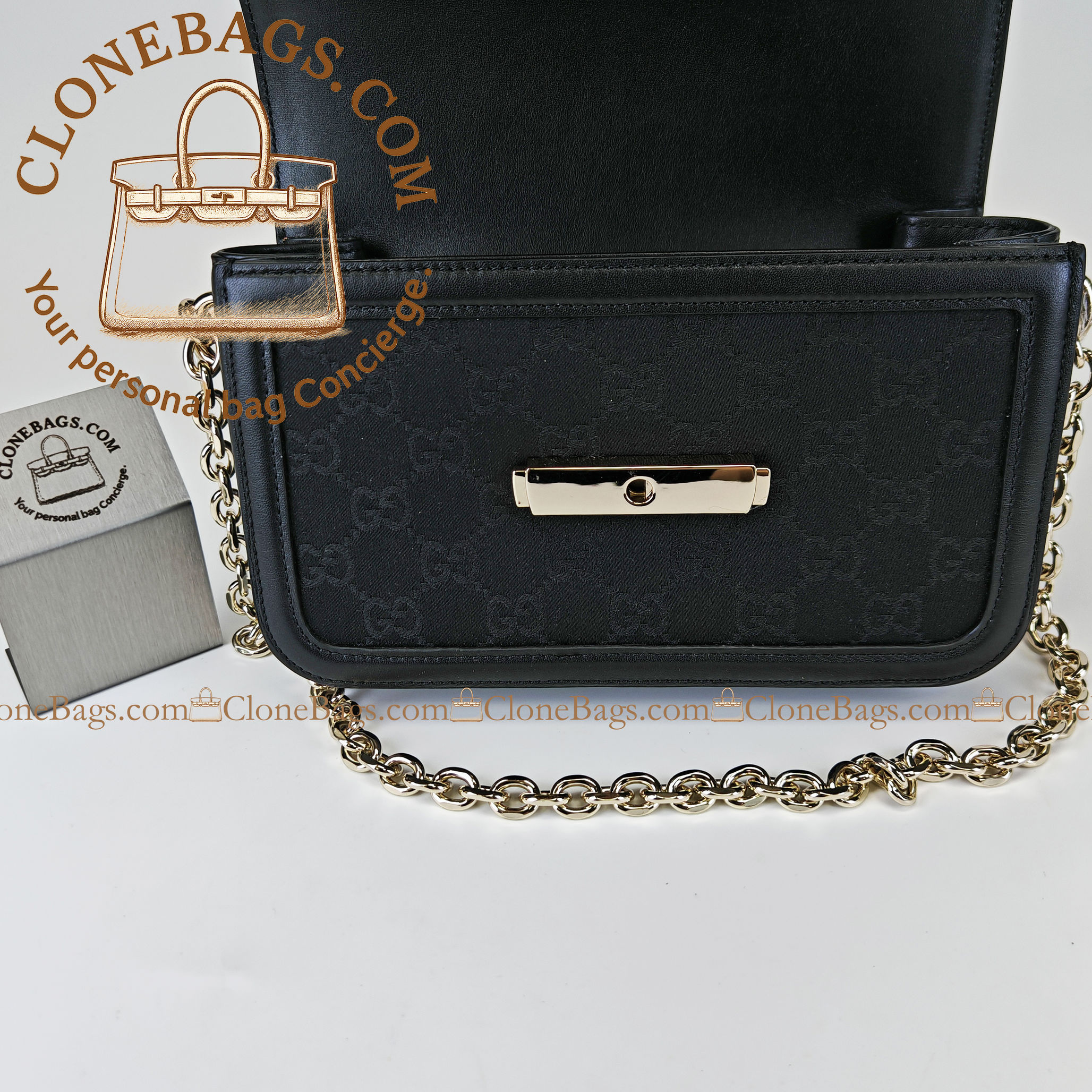 Gucci Replica Designer Bags 1:1 Variation Black GG suede 21.5*14*9 cm Style: 826761 - Image 4