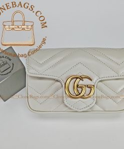 Replica Designer Bags 1:1 Gucci GG Marmont mini white Style: 476433