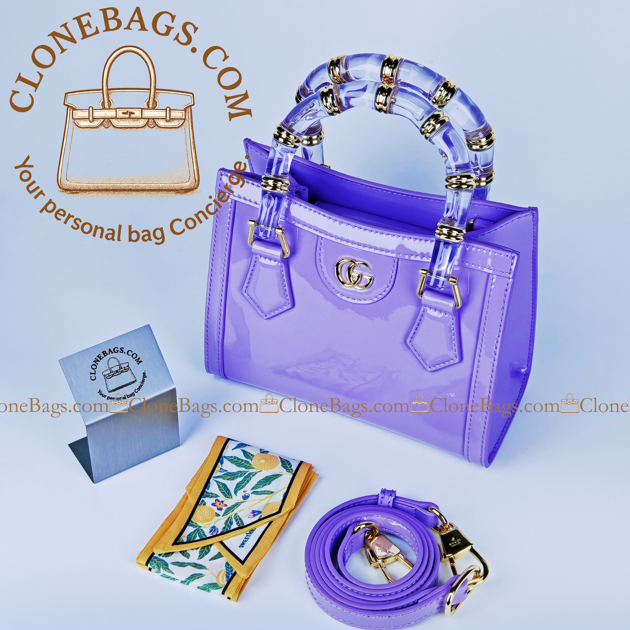 Gucci Replica Designer Bags 1:1 Diana small tote bag lilac leather 20*16*10 cm Style :832936 - Image 9