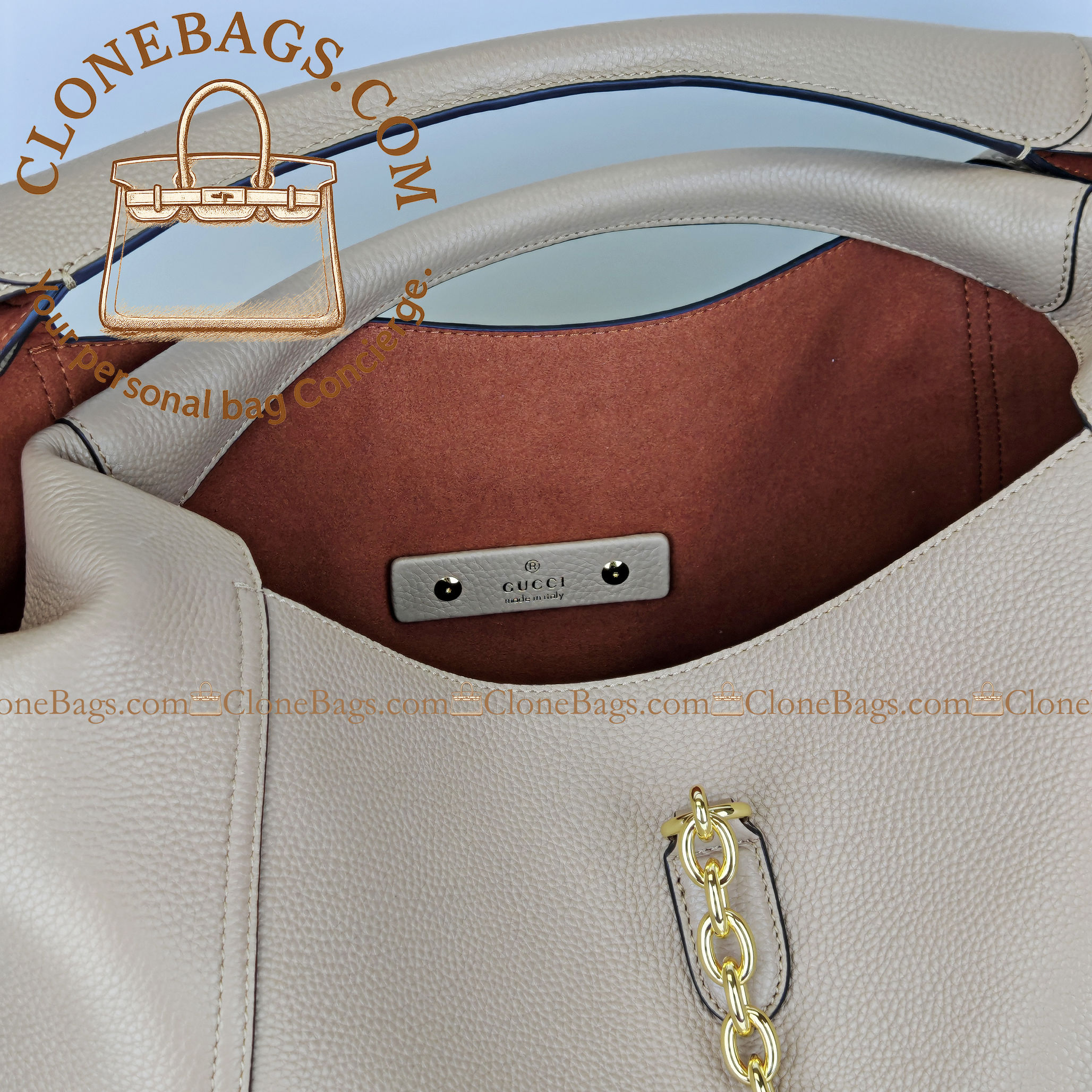 Gucci Replica Designer Bags 1:1 Softbit maxi shoulder bag taupe leather 46*26*16 cm Style :837466 - Image 6