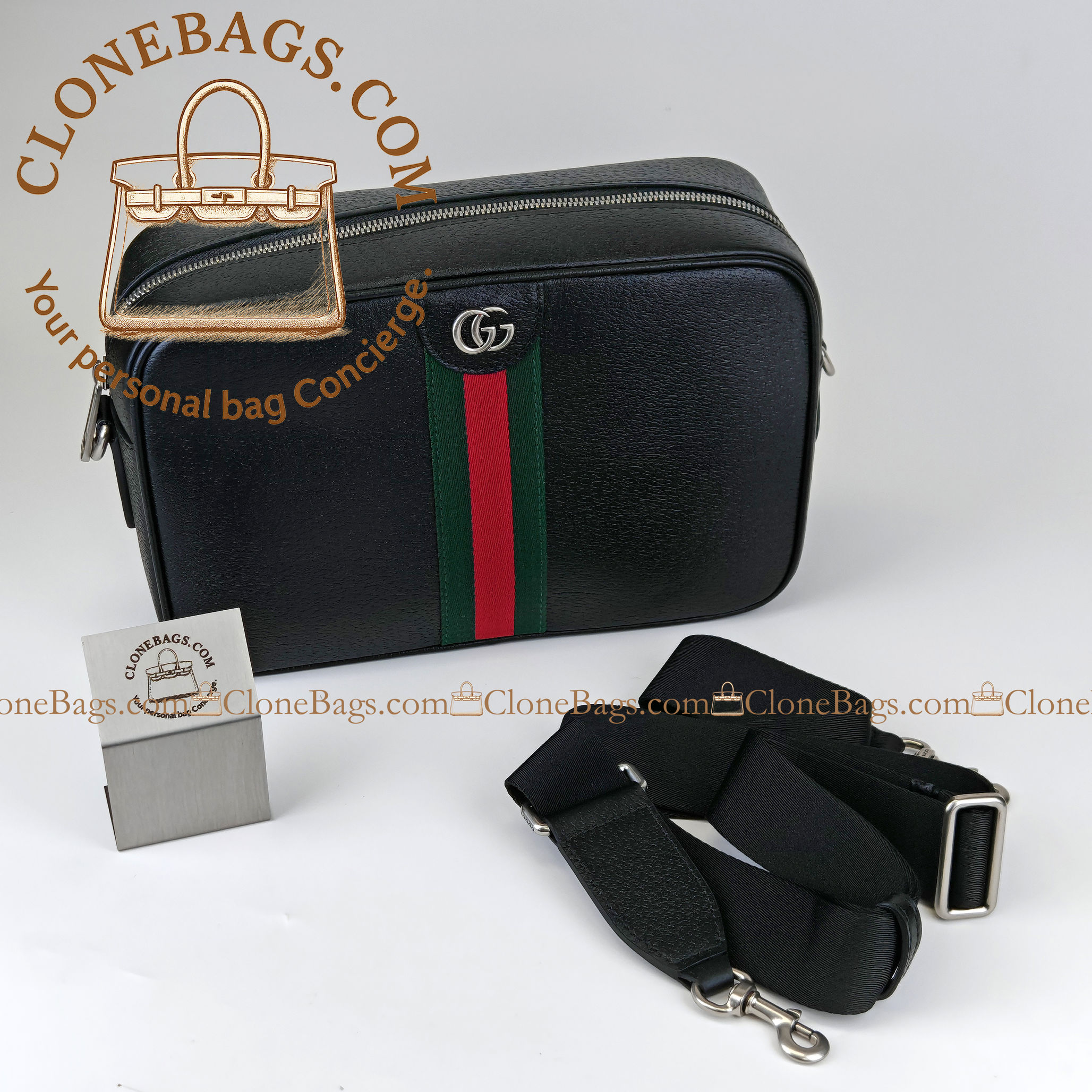 Gucci Replica Designer Bags 1:1 Ophidia medium crossbody bag black soft leather 28.5*18*7.5 cm Style :837467 - Image 10