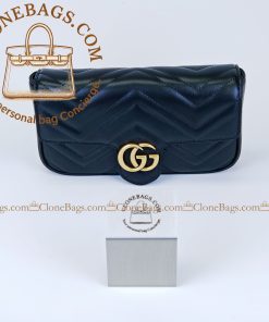 Replica Designer Bags – Gucci GG Marmont black leather Style :751526