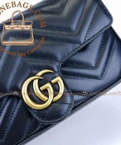 Alternative view of Gucci Replica Designer Bags 1:1 GG Marmont small shoulder bag in black leather 21*12*5cm Style ：751526