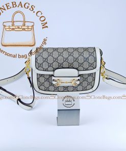 Alternative view of Gucci Replica Designer Bags 1:1 Horsebit 1955 small shoulder bag GG Supreme white 20.5*14*5cm Style ：658574
