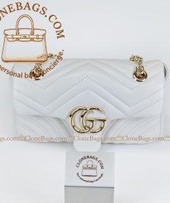 Gucci Replica Designer Bags 1:1 GG Marmont white leather