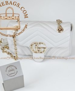 Alternative view of Gucci Replica Designer Bags 1:1 GG Marmont small bag white leather 22*12.5*6cm Style: 837280