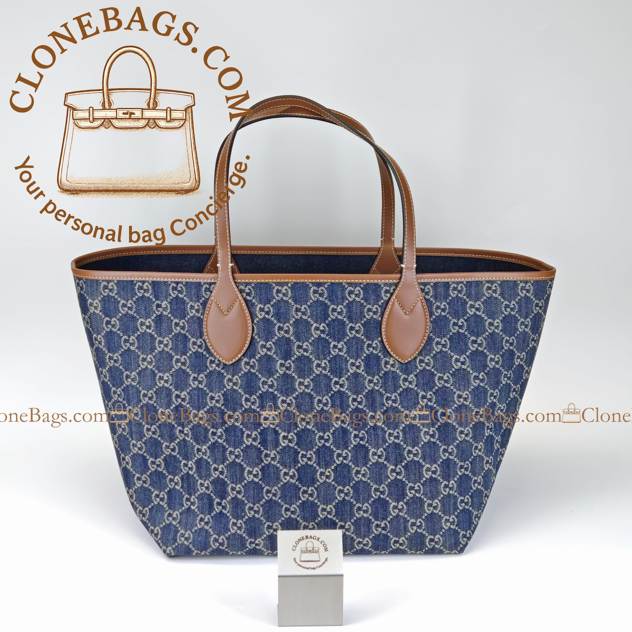 Gucci Replica Designer Bags 1:1 Totissima large tote bag blue GG denim 30.5*28*27cm Style: 820481 - Image 2