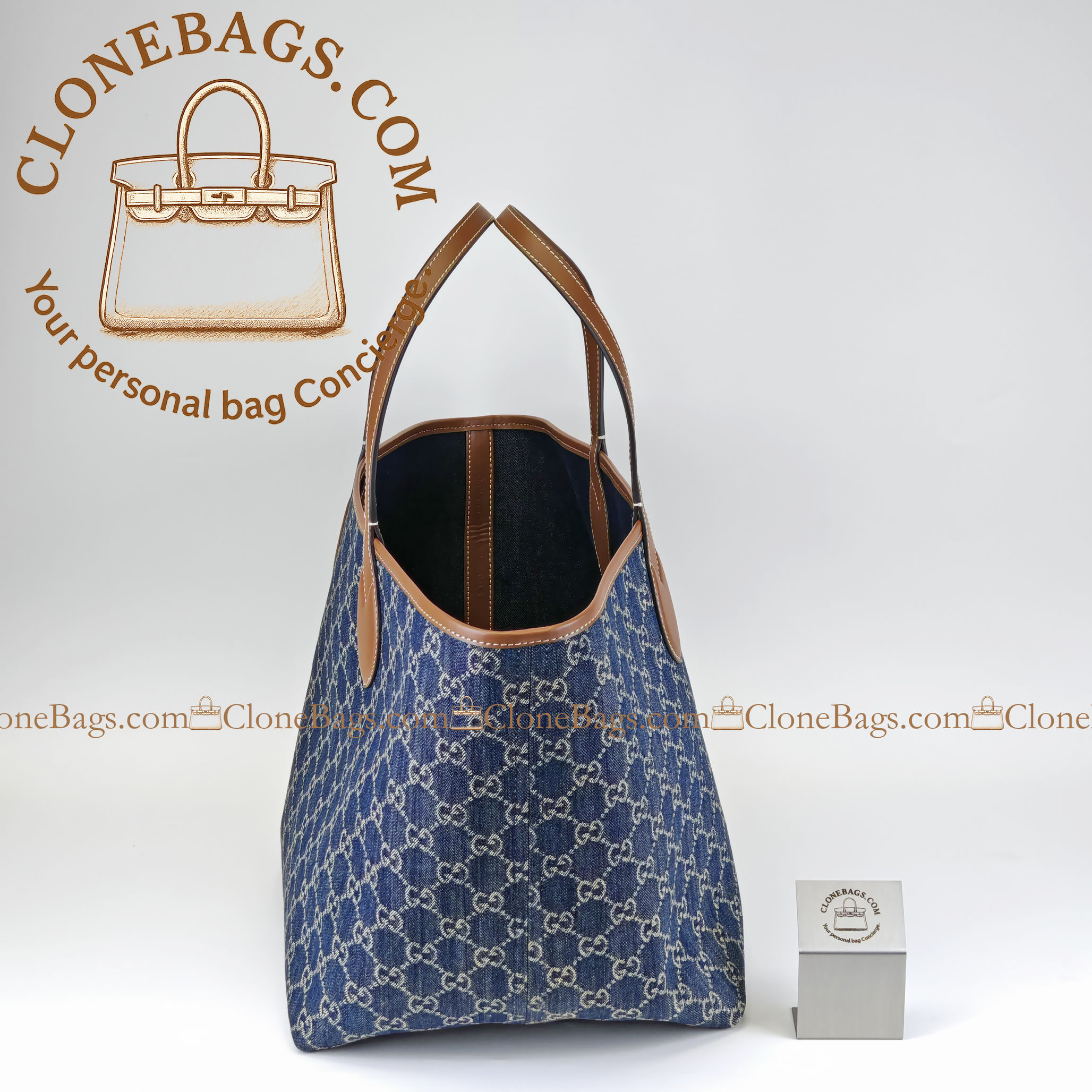 Gucci Replica Designer Bags 1:1 Totissima large tote bag blue GG denim 30.5*28*27cm Style: 820481 - Image 3