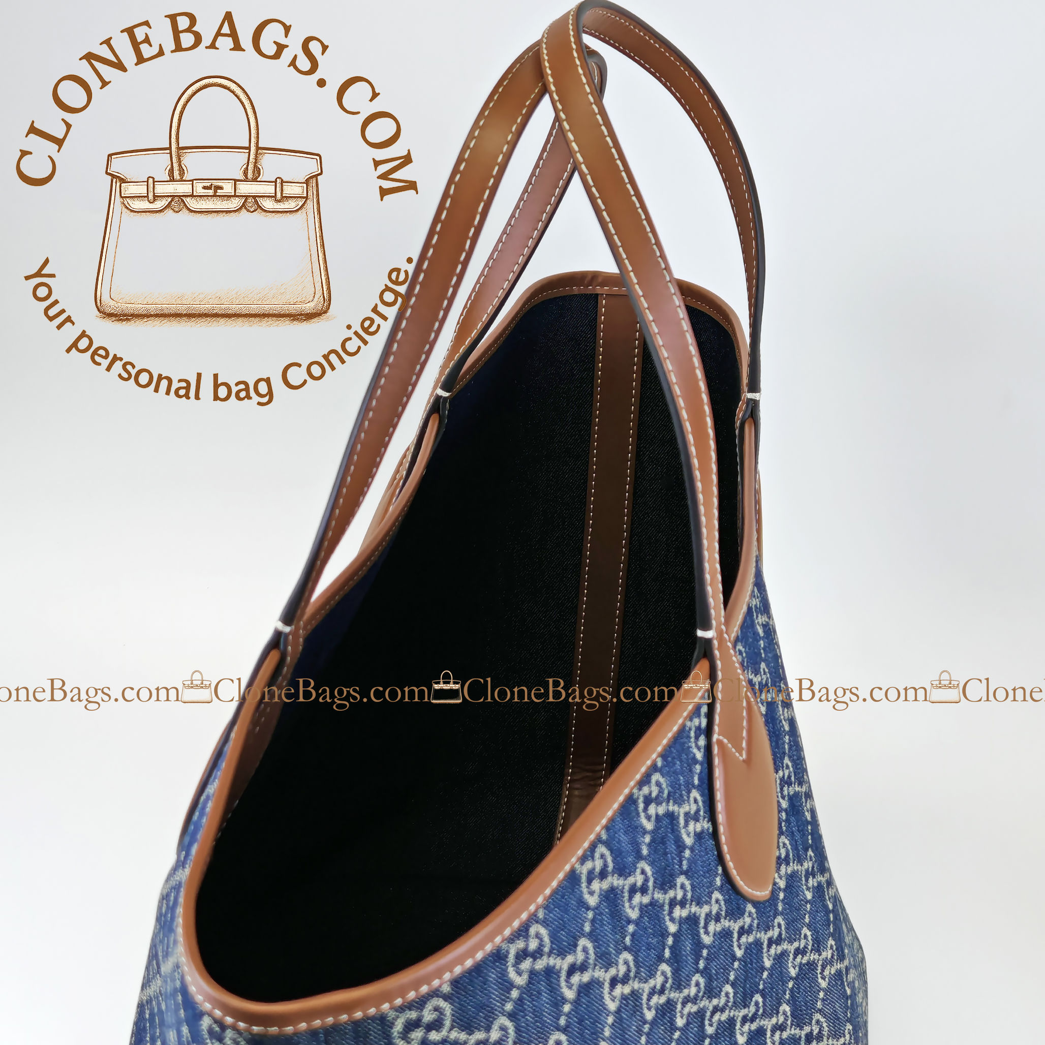 Gucci Replica Designer Bags 1:1 Totissima large tote bag blue GG denim 30.5*28*27cm Style: 820481 - Image 5