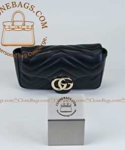 Alternative view of Gucci Replica Designer Bags 1:1 GG Marmont mini shoulder bag black leather 16.5*9.5*4.5cm Style: 841290