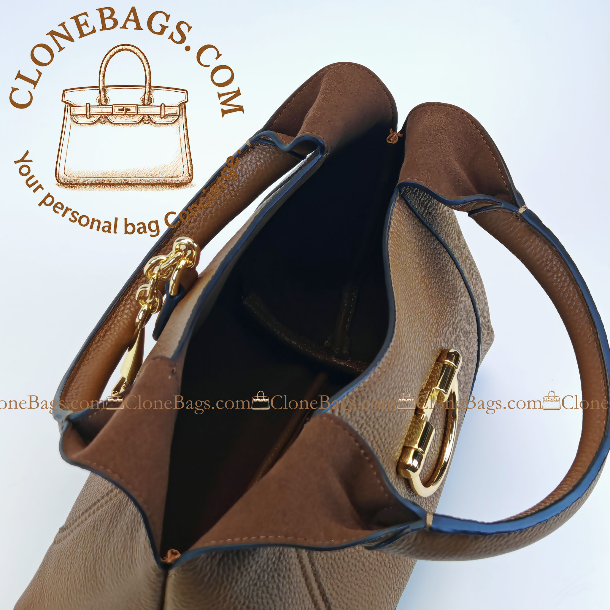 Gucci Replica Designer Bags 1:1 Softbit medium top handle bag brown leather 27.5*21*16 cm Style :837467 - Image 4