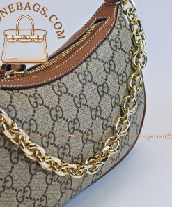 Alternative view of Gucci Replica Designer Bags 1:1 GG Emblem small shoulder bag beige & dark brown 24 *16.5*5.5 cm Style:  847447