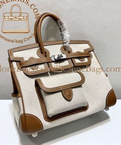 Alternative view of Hermès Replica Designer Bags 1:1 Birkin 25 Cargo Ecru-Beige Toile H and Gold Swift