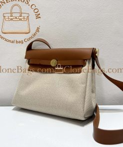 Alternative view of Hermès Replica Designer Bags 1:1 Mini Herbag 20 in Naturel Toile & Hunter Leather