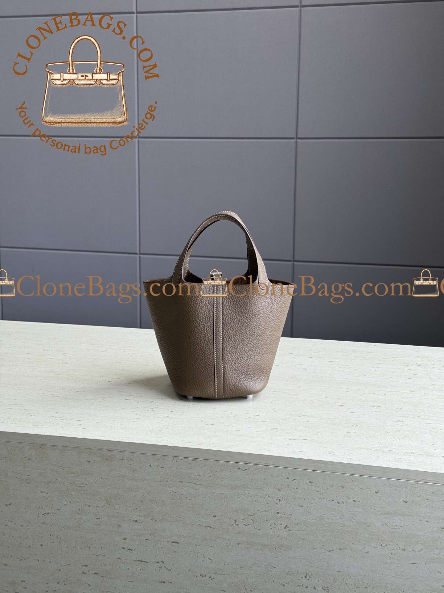 Hermès Replica Designer Bags 1:1 Picotin Lock 18 Etoupe Clemence Palladium Hardware - Image 4