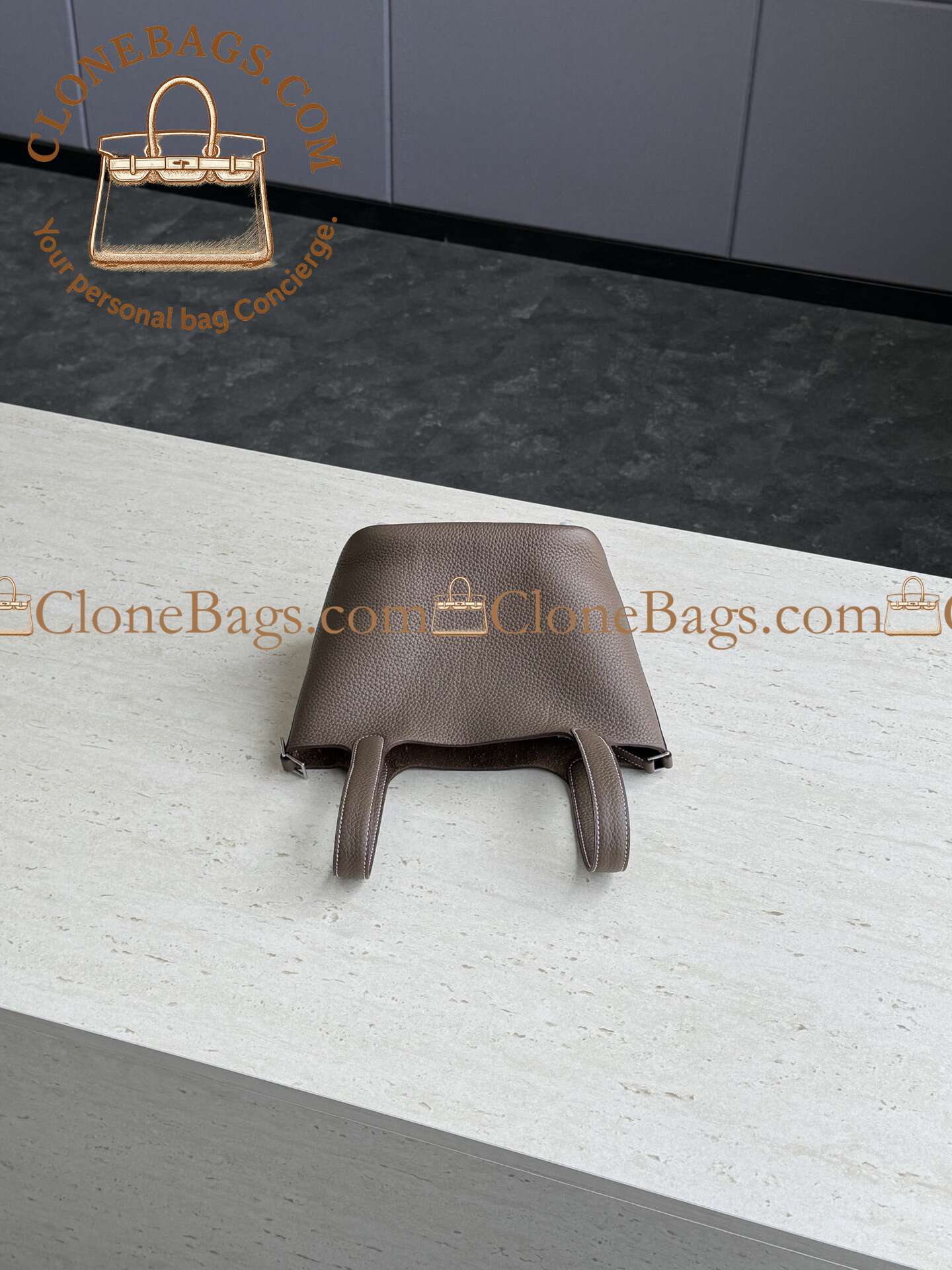 Hermès Replica Designer Bags 1:1 Picotin Lock 18 Etoupe Clemence Palladium Hardware - Image 6
