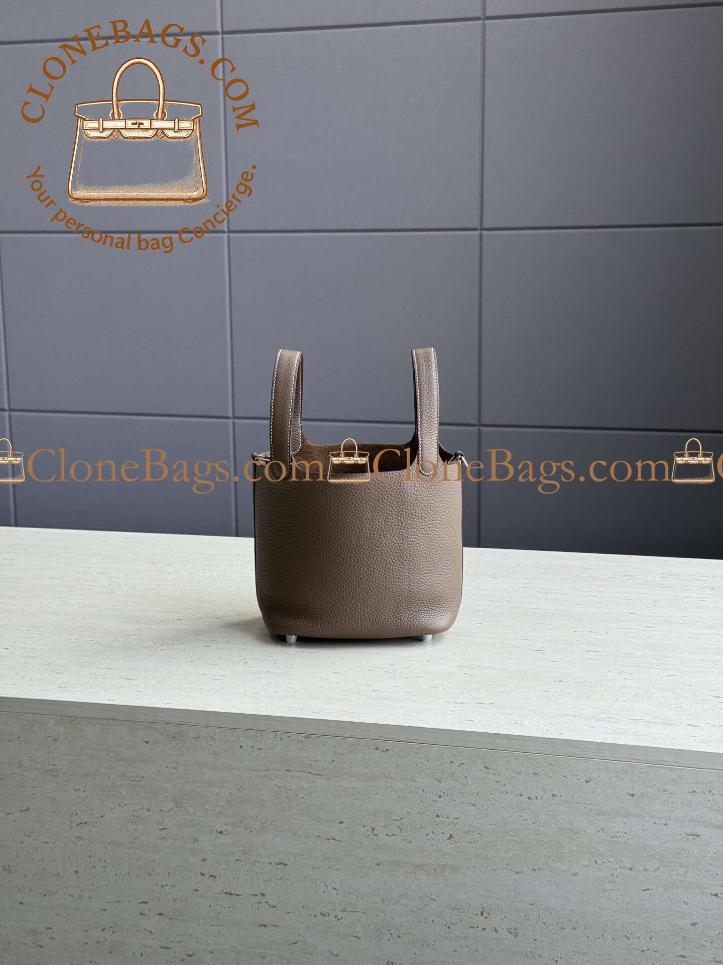 Hermès Replica Designer Bags 1:1 Picotin Lock 18 Etoupe Clemence Palladium Hardware - Image 5