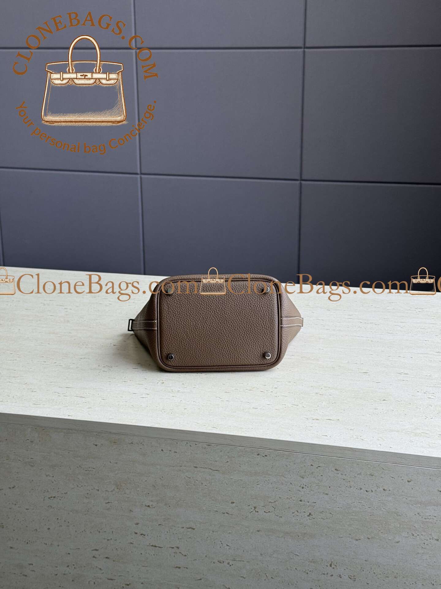 Hermès Replica Designer Bags 1:1 Picotin Lock 18 Etoupe Clemence Palladium Hardware - Image 7