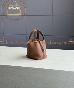 Alternative view of Hermès Replica Designer Bags 1:1 Picotin Lock 18 Brown Clemence Palladium Hardware