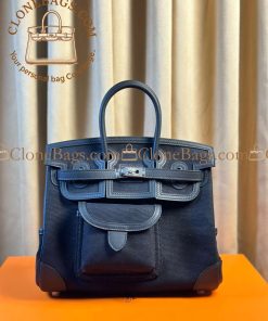 Replica Designer Bags – Hermès Birkin 25 Black Swift & Black Toile