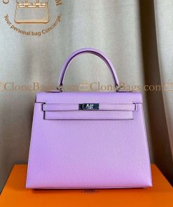 Replica Designer Bags – Hermès Kelly 25 Mauve Sylvestre Epsom