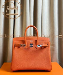 Alternative view of Hermès Replica Designer Bags 1:1 Birkin 25 Orange Togo Palladium Hardware