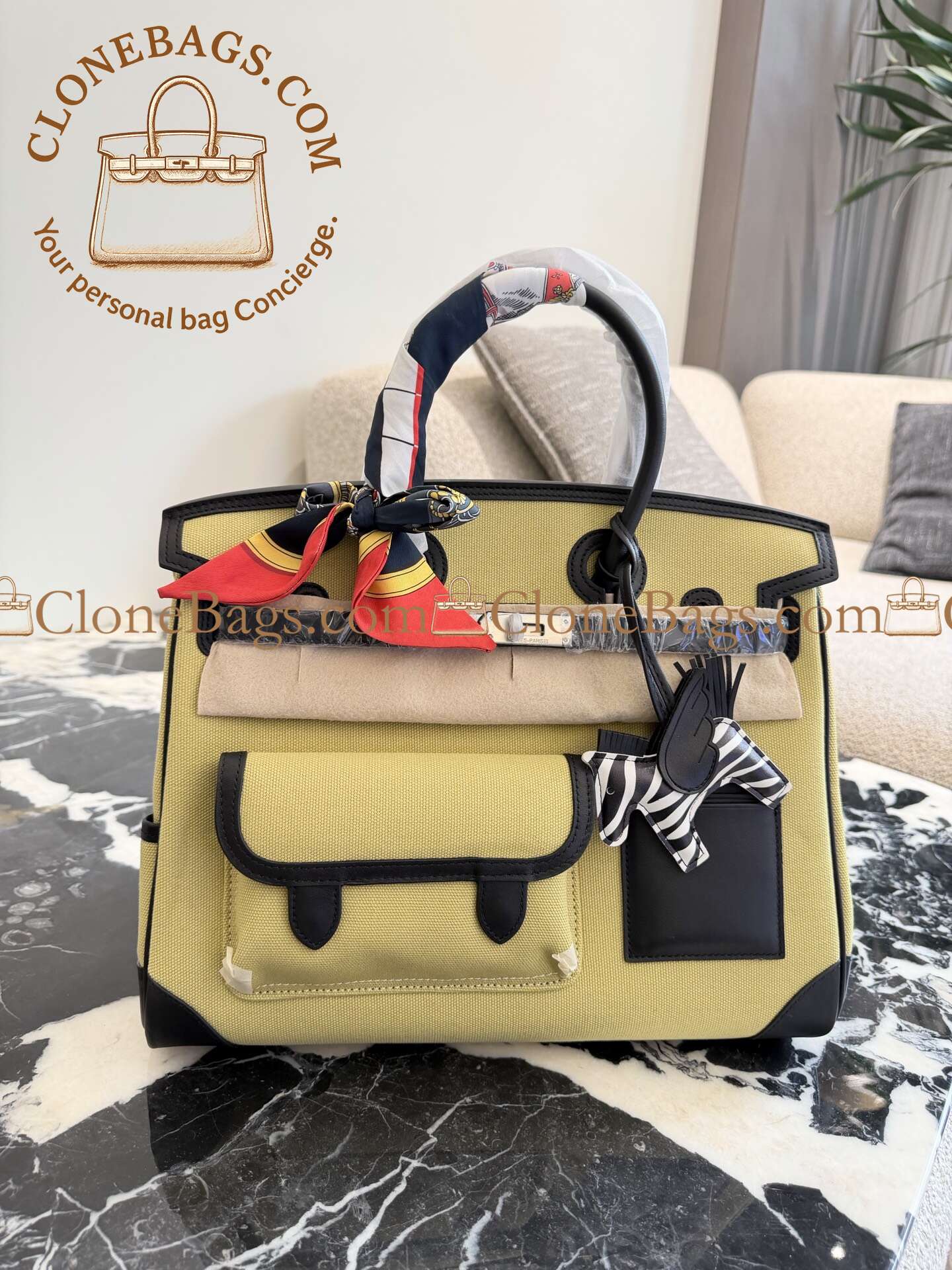 Replica Designer Bags – Hermès Birkin 35 Black and Jaune Citron