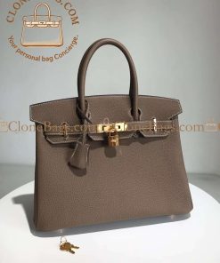 Alternative view of Hermès Replica Designer Bags 1:1 Birkin 30 Etoupe Togo Gold Hardware