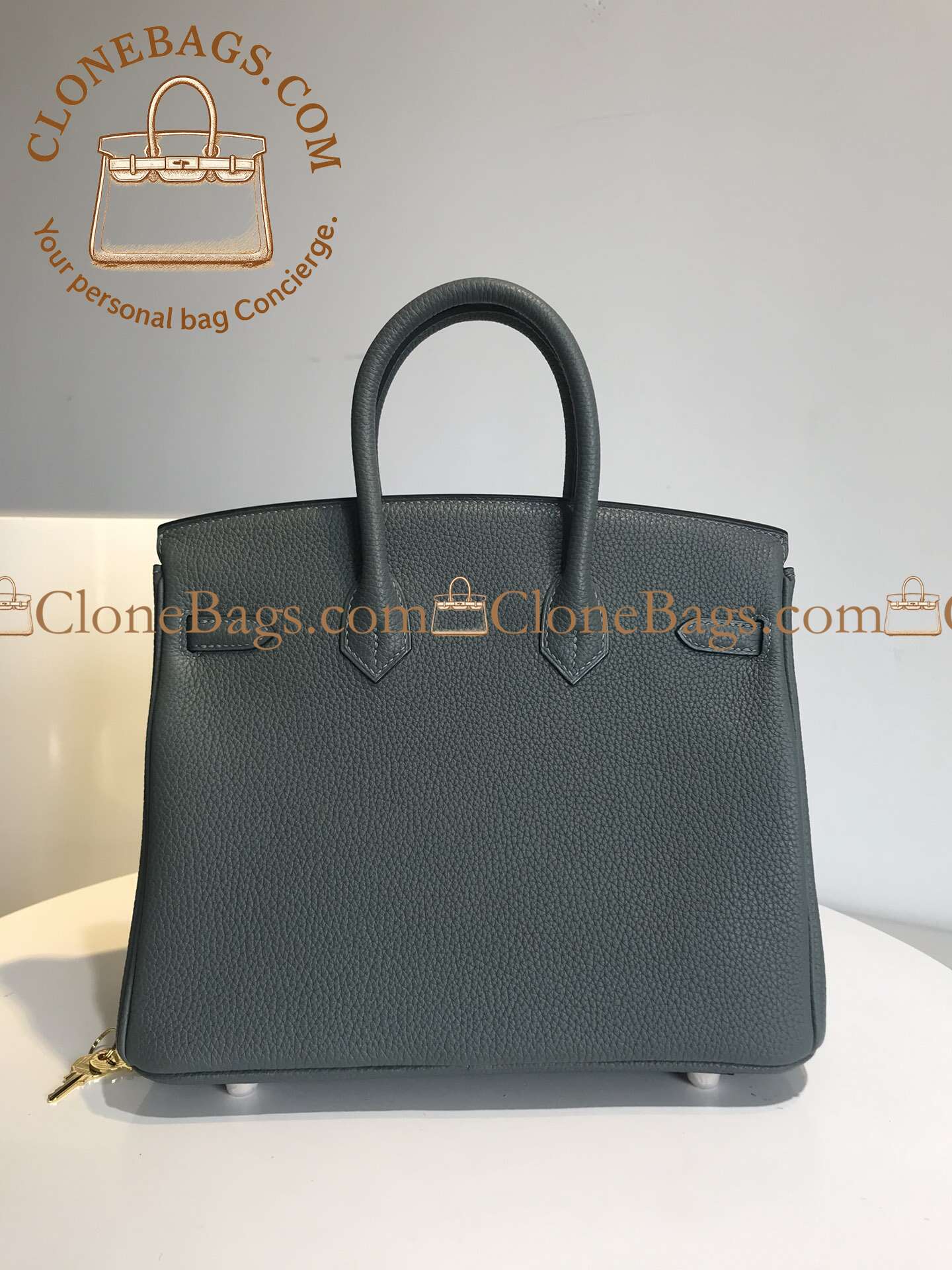 Hermès Replica Designer Bags 1:1 Birkin 25 Seagull Grey Togo Gold Hardware - Image 9