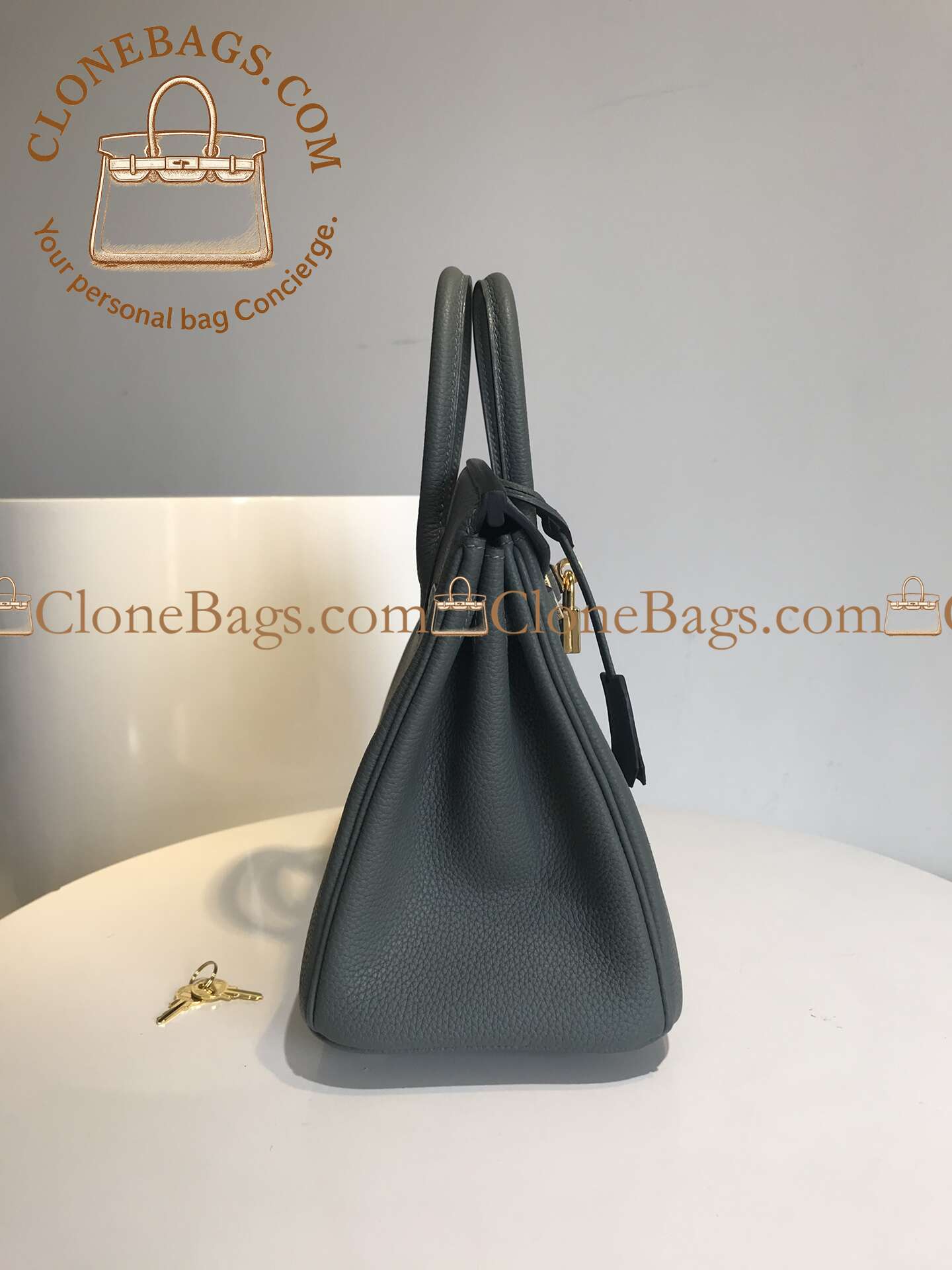 Hermès Replica Designer Bags 1:1 Birkin 25 Seagull Grey Togo Gold Hardware - Image 7