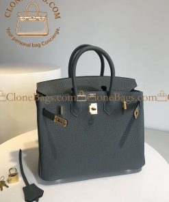 Alternative view of Hermès Replica Designer Bags 1:1 Birkin 25 Seagull Grey Togo Gold Hardware