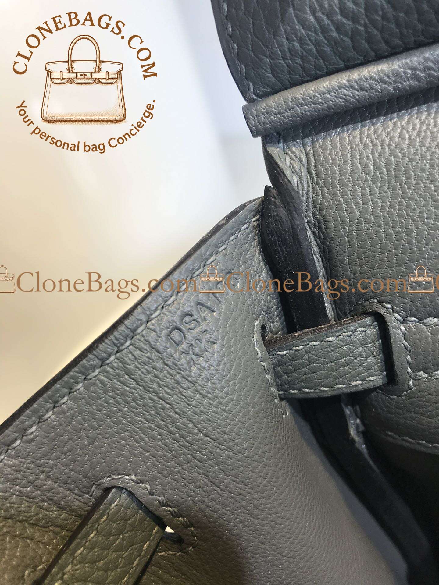 Hermès Replica Designer Bags 1:1 Birkin 25 Seagull Grey Togo Gold Hardware - Image 5